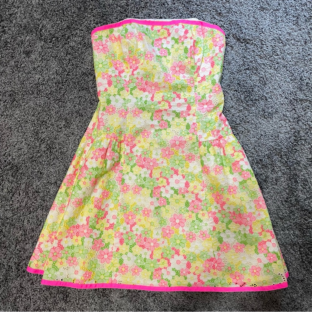 Lilly Pulitzer strapless floral dress size 2
